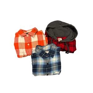 American Eagle flannel shirts lot of 3 men’s small, red with hood, orange blue